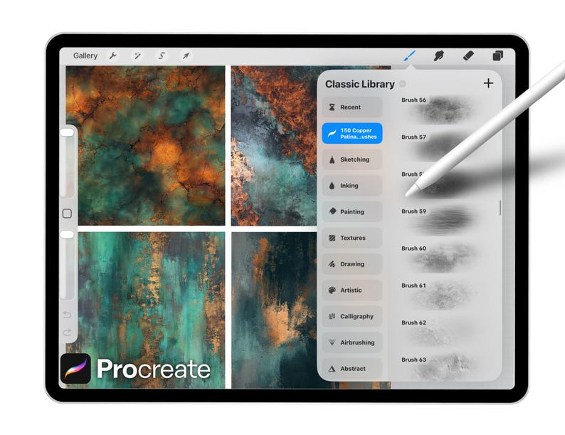 Procreate Copper Patina Brushes, Realistic Texture Brush Set, Metal ...