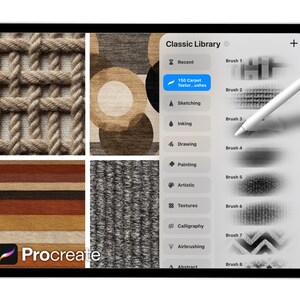 150 brosses à texture de tapis pour procréer : ensemble de brosses pour tissus, tapis, textiles et surfaces douces pour l'art numérique et l'illustration image 2