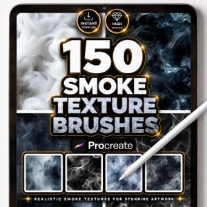 150 pinceles de textura de humo para Procreate: conjunto de pinceles de niebla, bruma, vapor y polvo para arte digital e ilustración.
