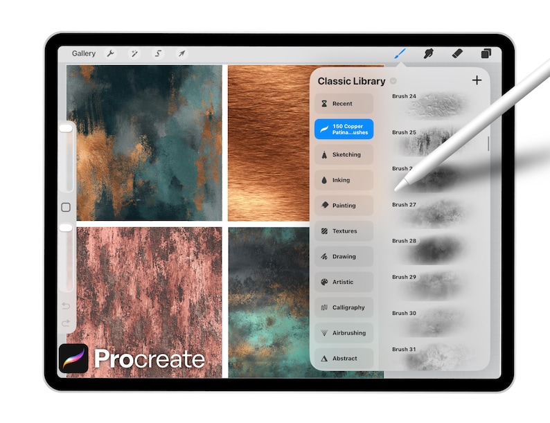 Procreate Copper Patina Brushes, Realistic Texture Brush Set, Metal ...