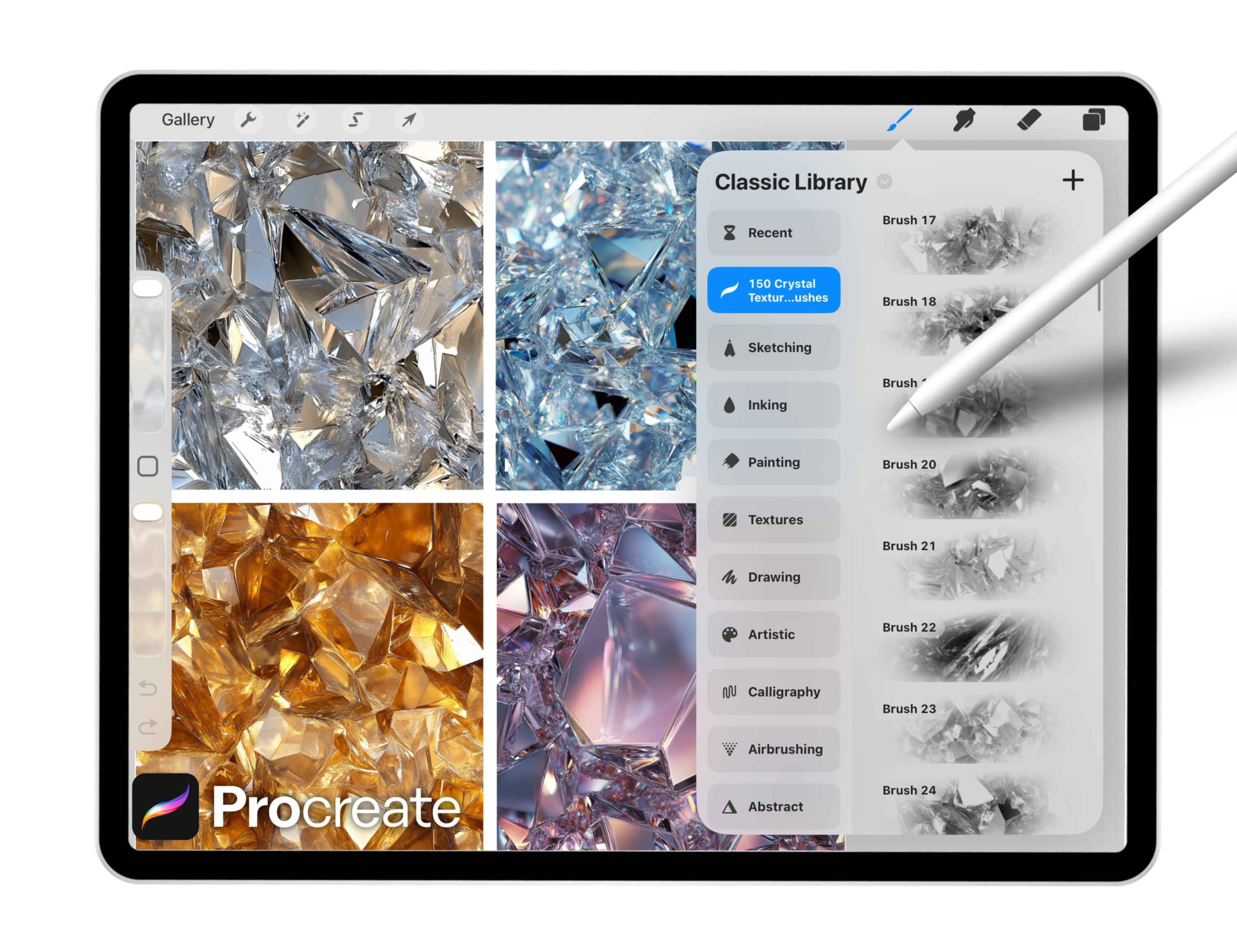 150 Crystal Texture Brushes for Procreate – Gemstone, Glass, Shard ...