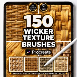 150 Wicker Texture Brushes för Procreate – Rotting, Weave, Basket & Natural Pattern Brushes Set för Digital Konst och Illustration