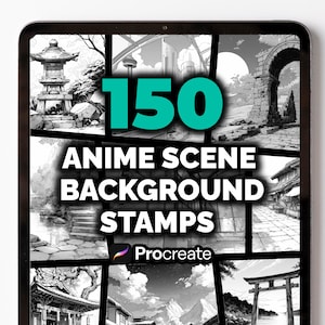 150 Anime Motive Hintergrund Stempel für Procreate - Manga Landschaft Pinsel Set mit Japanische Landschaft, Architektur & Fantasy Hintergründe