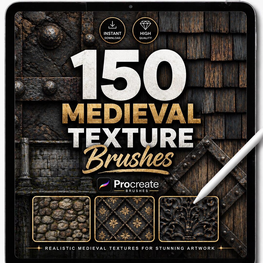Procreate Medieval Brushes, Realistic Texture Brush Set, Castle, Stone ...