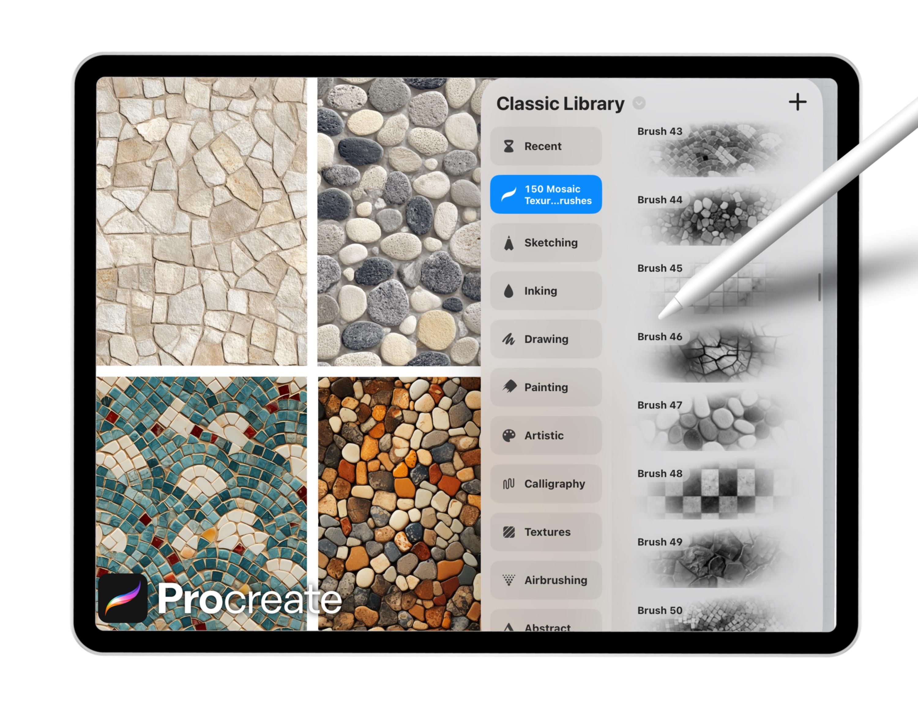 150 Mosaic Texture Brushes for Procreate – Realistic Tile, Stone ...