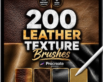 200 pinceles con textura de cuero para Procreate: conjunto de pinceles con efecto realista de cuero, gamuza y piel para arte digital y diseño de moda.