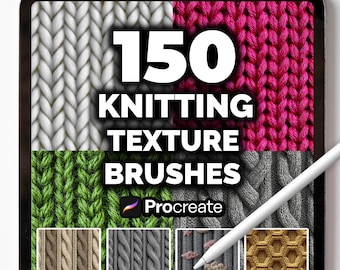 150 Knitting Texture Brushes for Procreate – Yarn, Wool, Crochet & Fabric Pattern Brushes for Digital Art