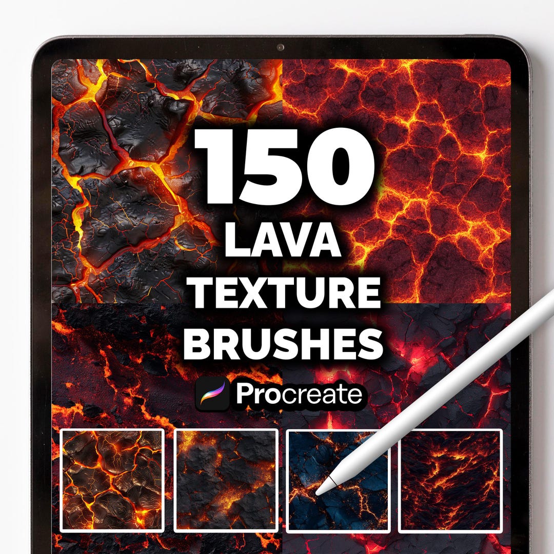 150 Procreate Lava Brushes, Magma Texture Brush Set, Fire, Volcanic ...