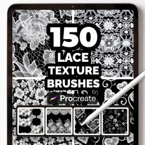150 spetstexturpenslar för Procreate – Blom-, tyg- och broderipenselset för digital konst, design och illustration