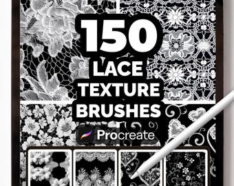 150 Lace Texture Brushes for Procreate – Floral, Fabric & Embroidery Brush Set for Digital Art, Design and Illustration