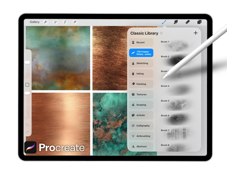 Procreate Copper Patina Brushes, Realistic Texture Brush Set, Metal ...