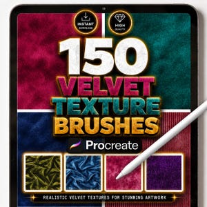 150 Procreate Velvet Brushes, Fabric Texture Brush Set, Textile, Fashion, Realistic, Soft, Upholstery, Material, Drawing Tools