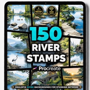 River Background Procreate Stamps, Landscape Scene Brushes for Digital Art, Nature Backgrounds