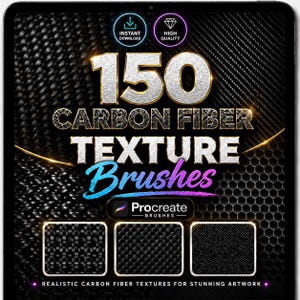 150 Carbon Fiber Texture Brushes for Procreate – Weave, Mesh, Pattern & Industrial Surface Brush Set for Digital Art and Illustration