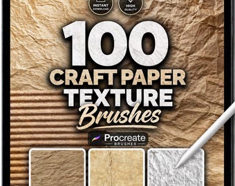 100 Craft Paper Texture Brushes for Procreate – Realistic Paper Brush Set for Digital Art, Scrapbooking, Backgrounds & Design Projects