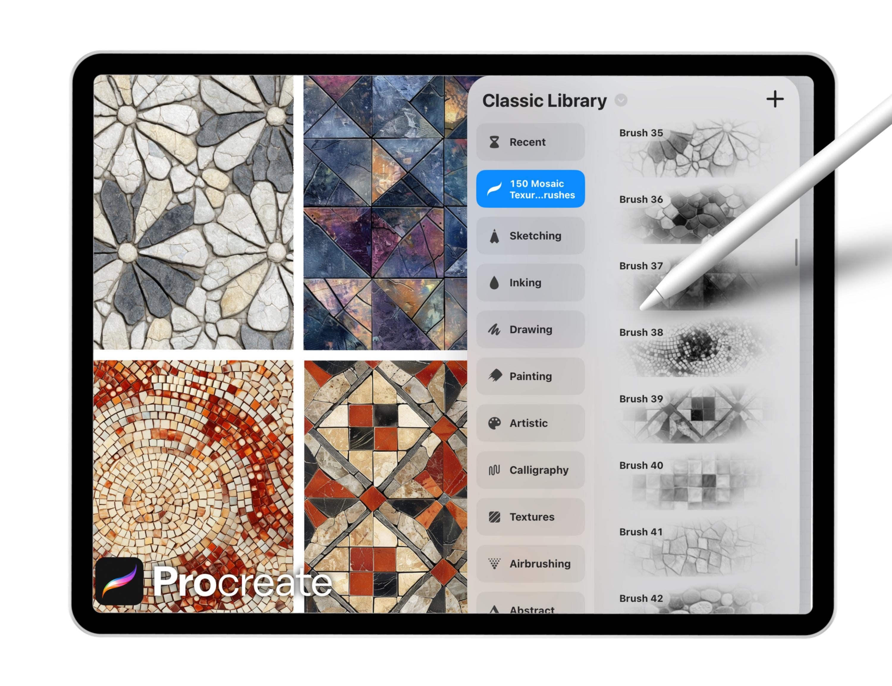 150 Mosaic Texture Brushes for Procreate – Realistic Tile, Stone ...