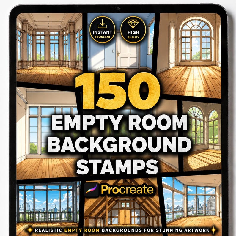 Empty Room Background Procreate Stamps, Interior Sketch Brushes ...