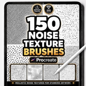 150 Texturpinsel für Procreate - Körner, Statik, Distorsion & Abstrakte Oberflächen für Digitale Kunst und Illustration