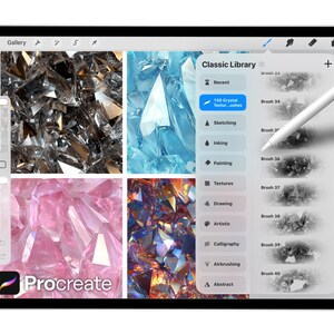 150 Crystal Texture Brushes for Procreate – Gemstone, Glass, Shard ...