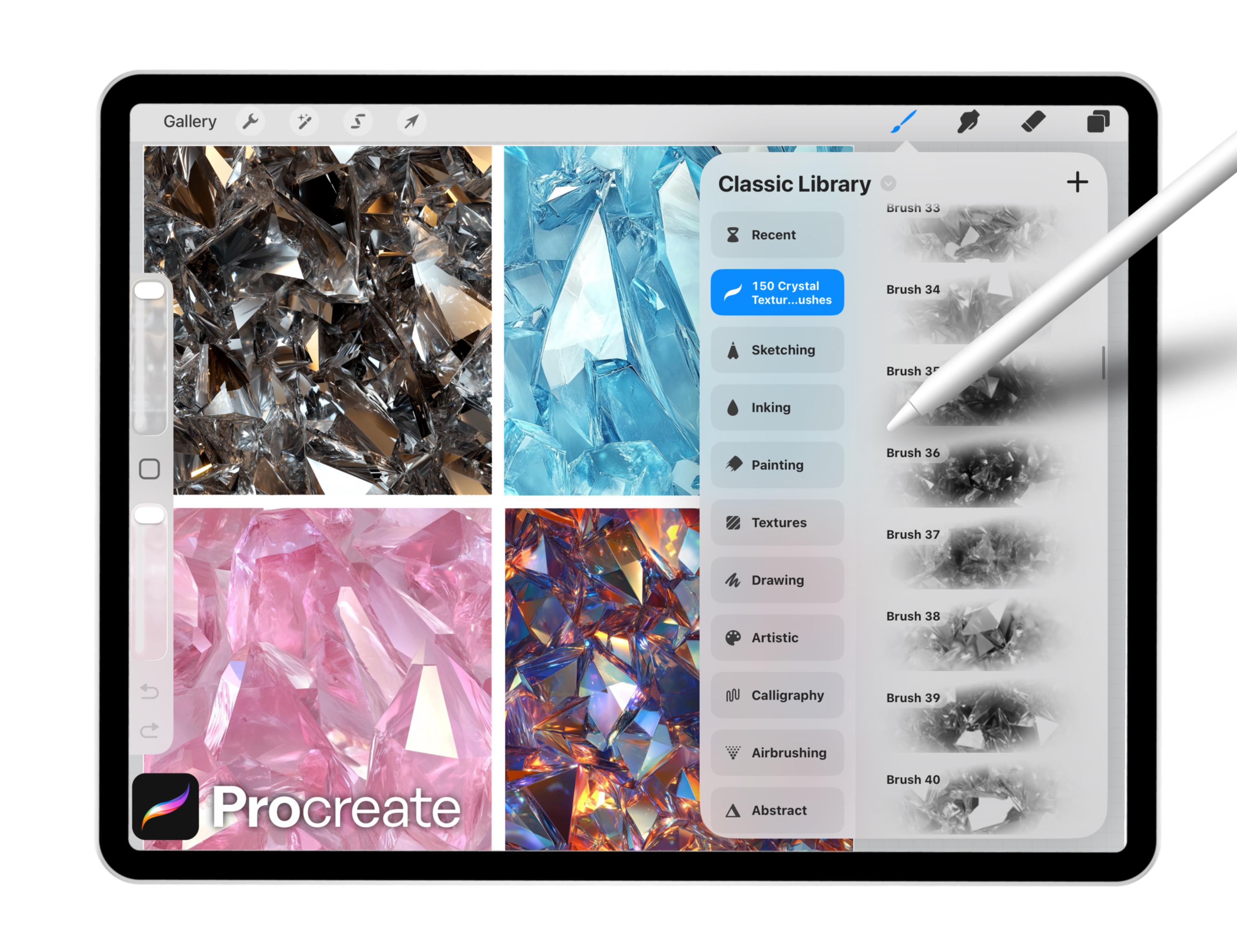 150 Crystal Texture Brushes for Procreate – Gemstone, Glass, Shard ...