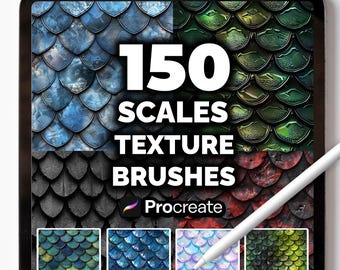 150 écailles de pinceaux pour procréer – Ensemble de pinceaux en peau de dragon, de poisson, de reptile et de serpent pour l'art numérique et l'illustration