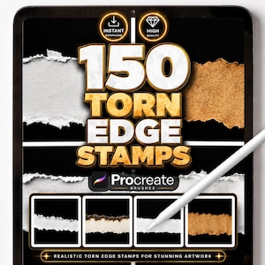 Torn Edge Procreate Stamps, Realistic Ripped Paper Brushes, Collage and Scrapbook Elements, Digital Journal