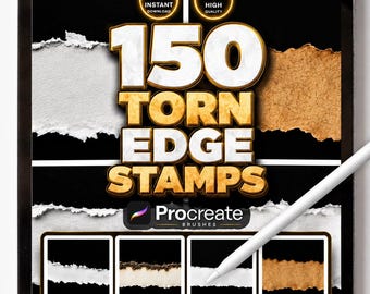 Torn Edge Procreate Stamps, Realistic Ripped Paper Brushes, Collage and Scrapbook Elements, Digital Journal