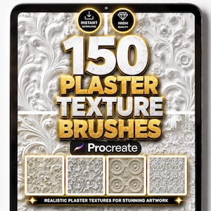 Procreate用石膏ブラシ150種類、リアルな質感のブラシセット、装飾、デコレーション、スタッコ、彫刻、彫刻、描画ツール