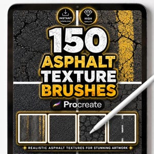 150 Asphalt Texture Brushes for Procreate – Road, Concrete, Crack & Rough Urban Surface Brush Set for Digital Art and Illustration