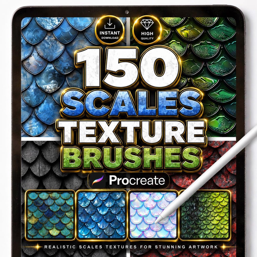 150 Scales Texture Brushes for Procreate – Dragon, Fish, Reptile ...
