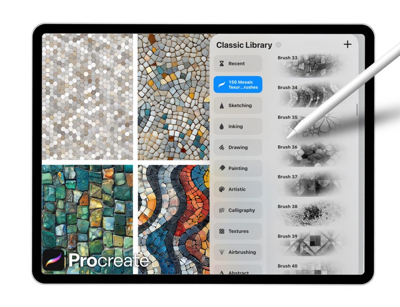 150 Mosaic Texture Brushes for Procreate – Realistic Tile, Stone ...