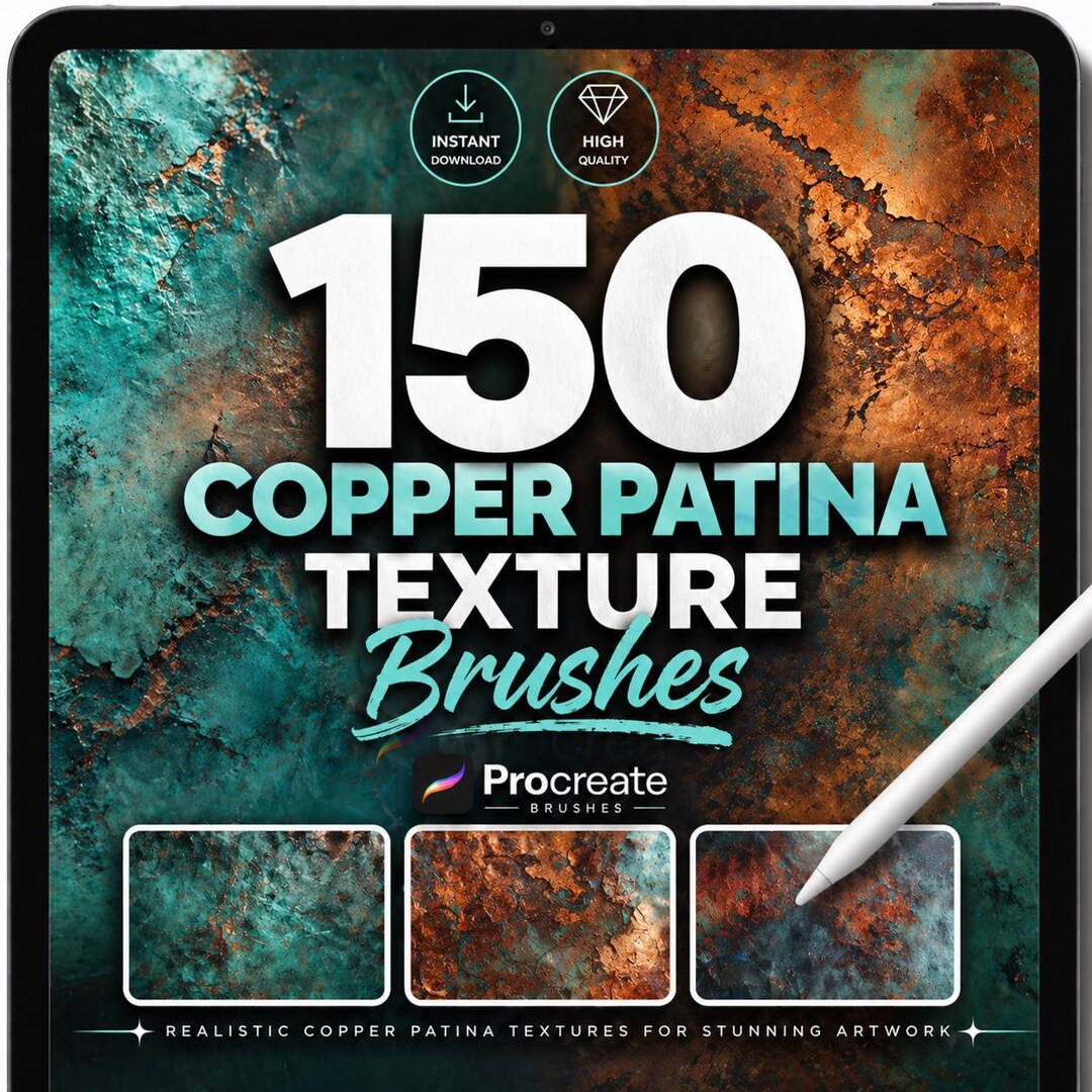 Procreate Copper Patina Brushes, Realistic Texture Brush Set, Metal ...