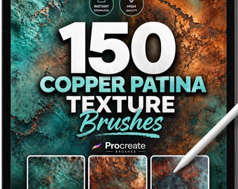 Procreate Copper Patina Brushes, Realistic Texture Brush Set, Metal, Rust, Oxidation, Verdigris, Aged