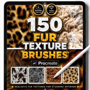 150 Pincéis de Textura de Pelo para Procreate – Pincéis realistas de textura de cabelo, animais e pelos para pintura digital.