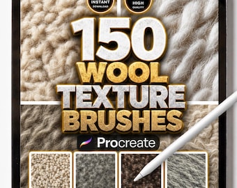 150 Procreate Wool Brushes, Realistic Texture Brush Set, Knit, Fabric, Textile, Yarn, Sweater, Clothing, Drawing Tools