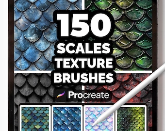 150 pinceles de textura de escamas para Procreate: set de pinceles de piel de dragón, pez, reptil y serpiente para arte digital e ilustración.