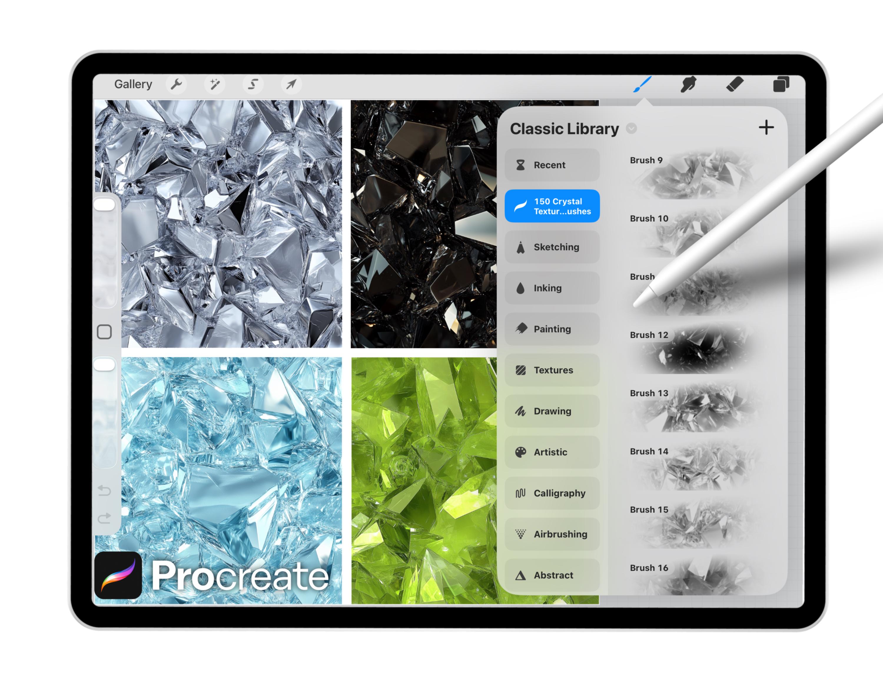 150 Crystal Texture Brushes for Procreate – Gemstone, Glass, Shard ...