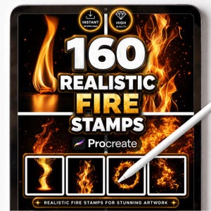 Procreate Fire Stamps, Realistic Texture Brush Set, Flame, Spark, Smoke, Burning, Blaze, Drawing Tools