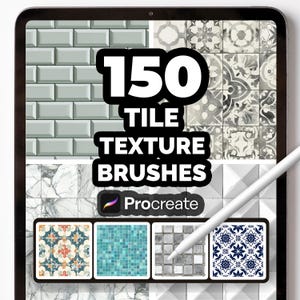 150 Tile Texture Brushes for Procreate – Ceramic, Mosaic, Pattern & Floor Brush Set for Digital Art and Design