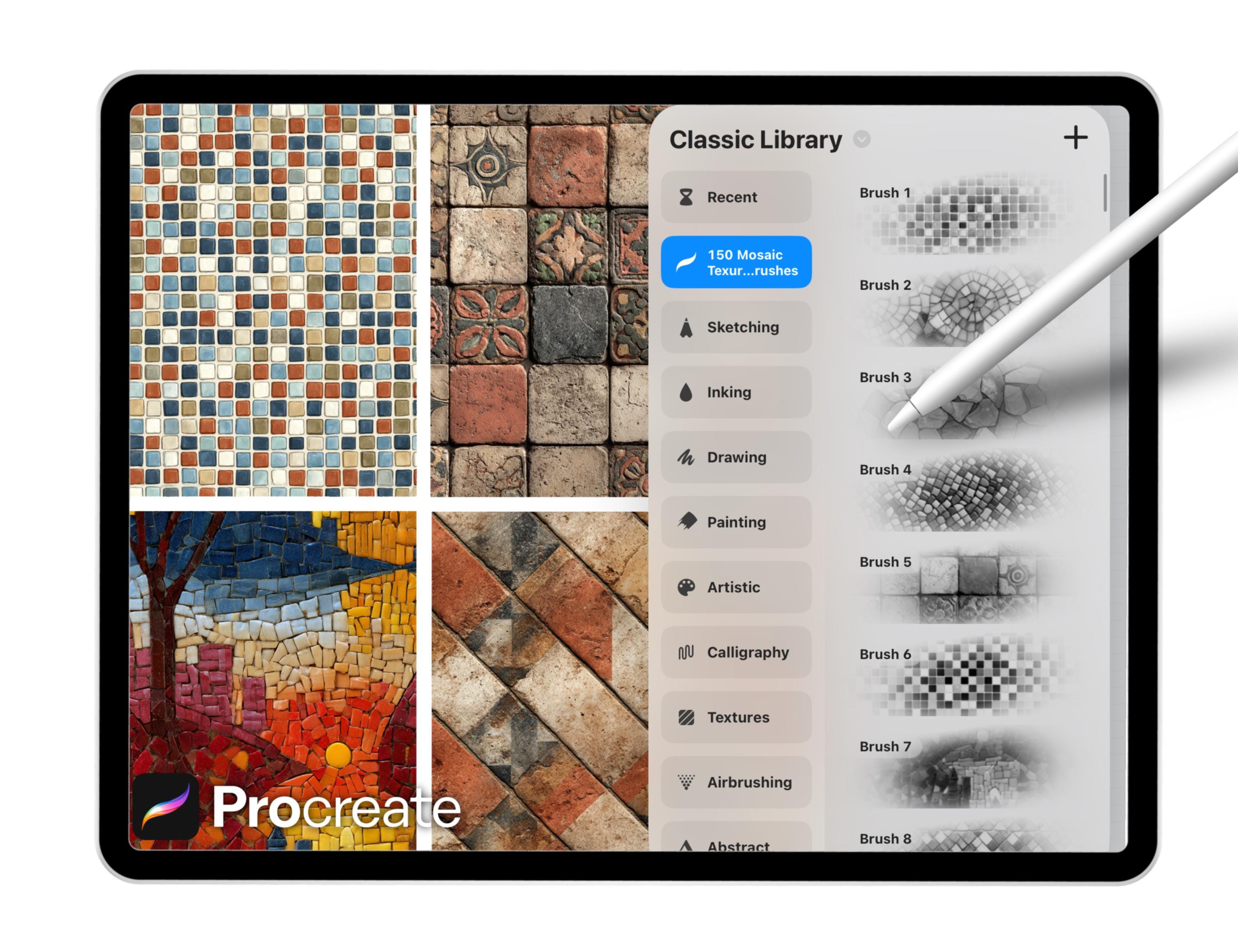150 Mosaic Texture Brushes for Procreate – Realistic Tile, Stone ...