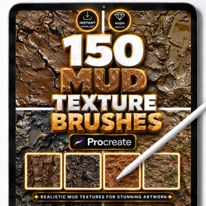 150 pinceles de barro para Procreate, conjunto de pinceles de textura realista, tierra, suelo, húmedo, pantano