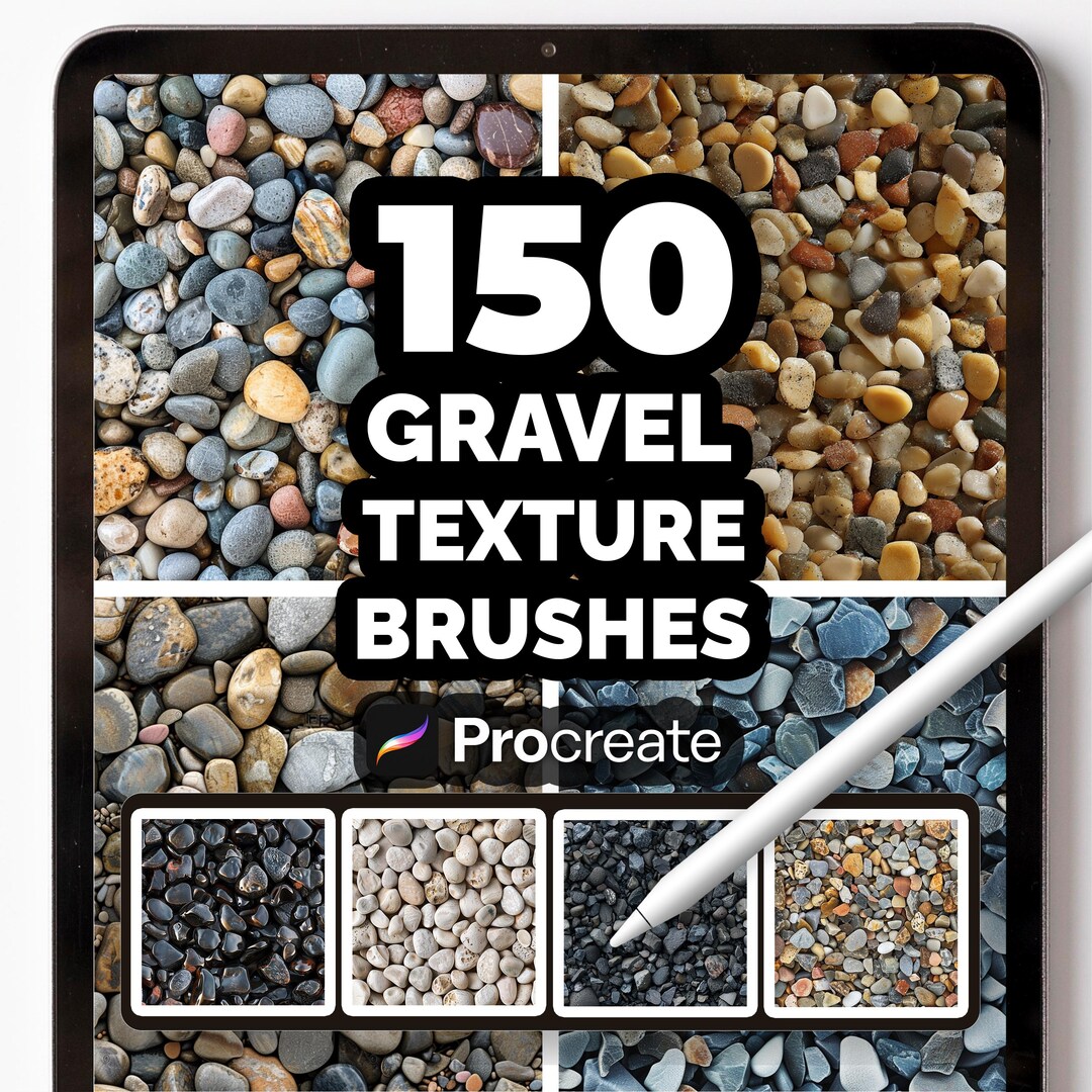 150 Gravel Texture Brushes for Procreate – Stone, Pebble, Dirt & Rough ...