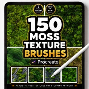 150 Moos Texturpinsel für Procreate - Pinselset für grüne, organische, waldartige und natürliche Oberflächen für digitale Kunst und Illustration