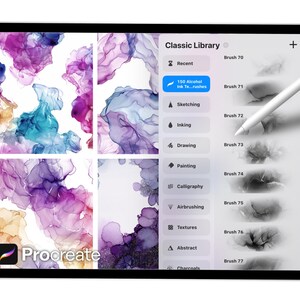 150 textuurborstels alcoholinkt voor Procreate – vloeibare inkt, aquarel en abstracte achtergrondstempels afbeelding 2
