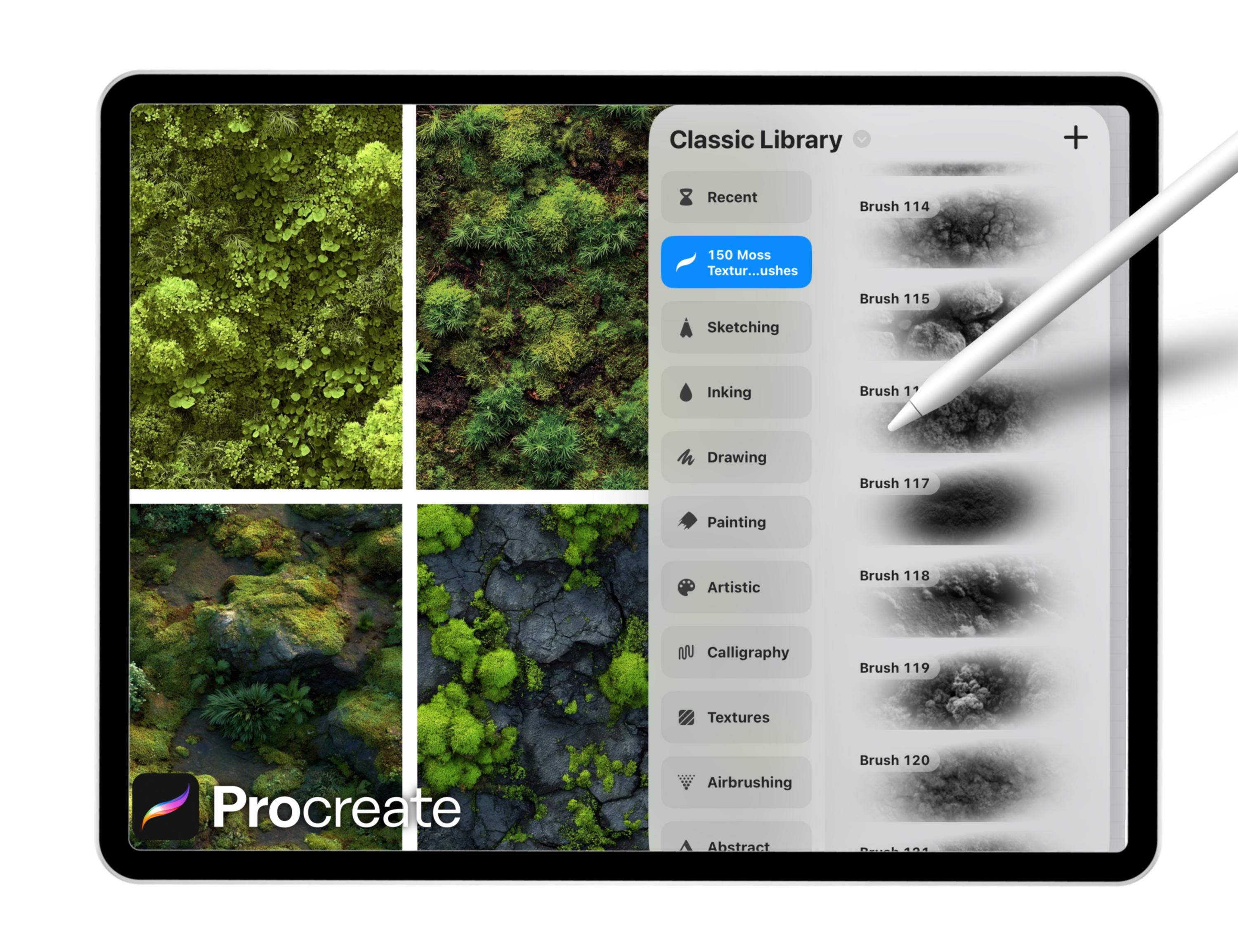 150 Moss Texture Brushes for Procreate – Green, Organic, Forest ...