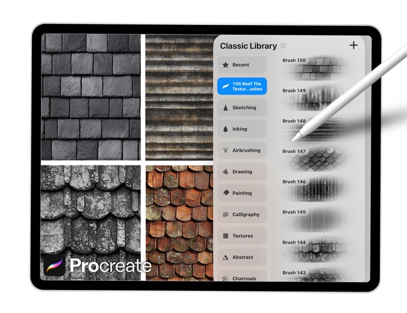 150 Roof Tile Texture Brushes for Procreate – Brick, Shingle, Clay ...