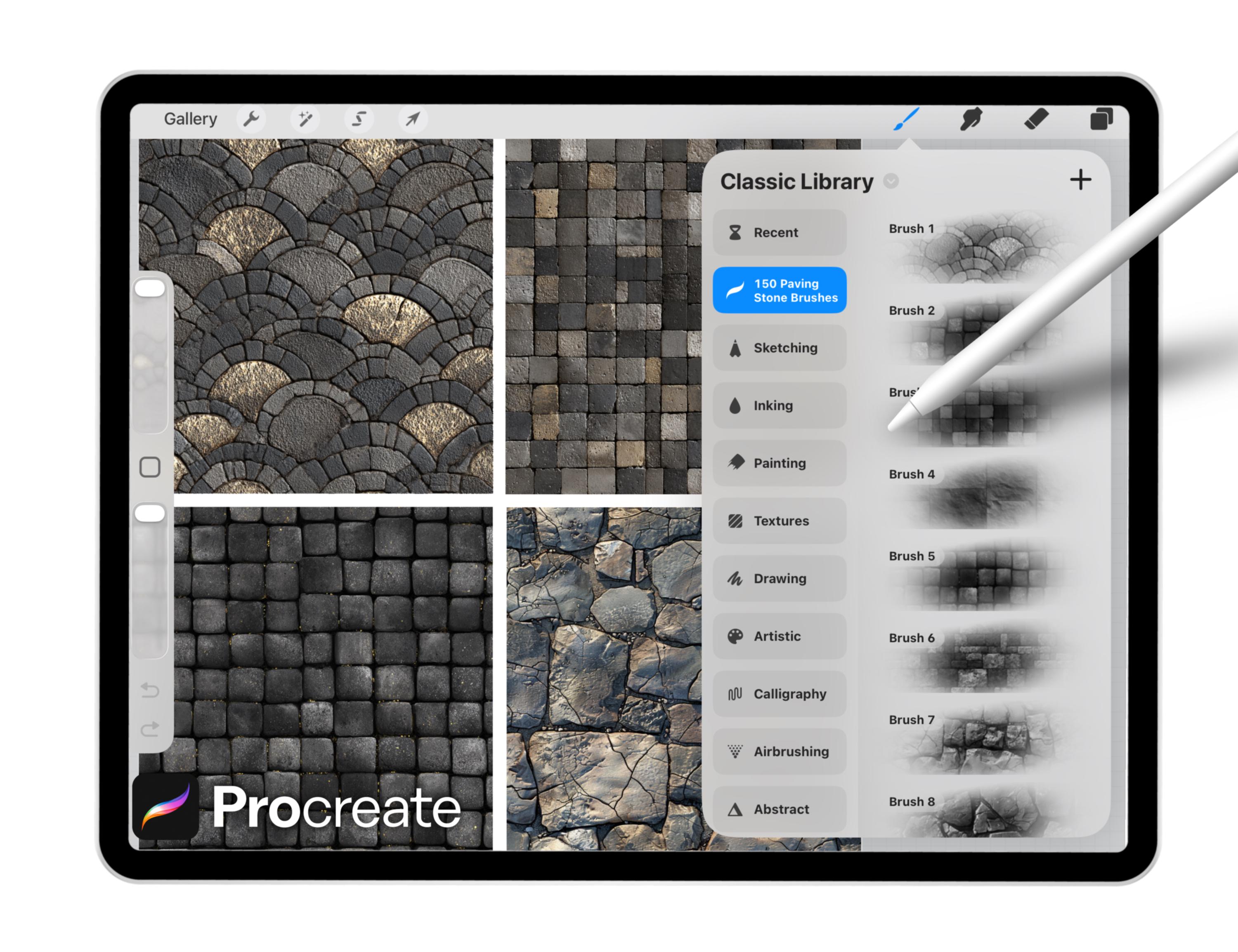 Procreate Draw Stone 150 Procreate Paving Stone Brushes, Texture Brush Set, Realistic Rock ...