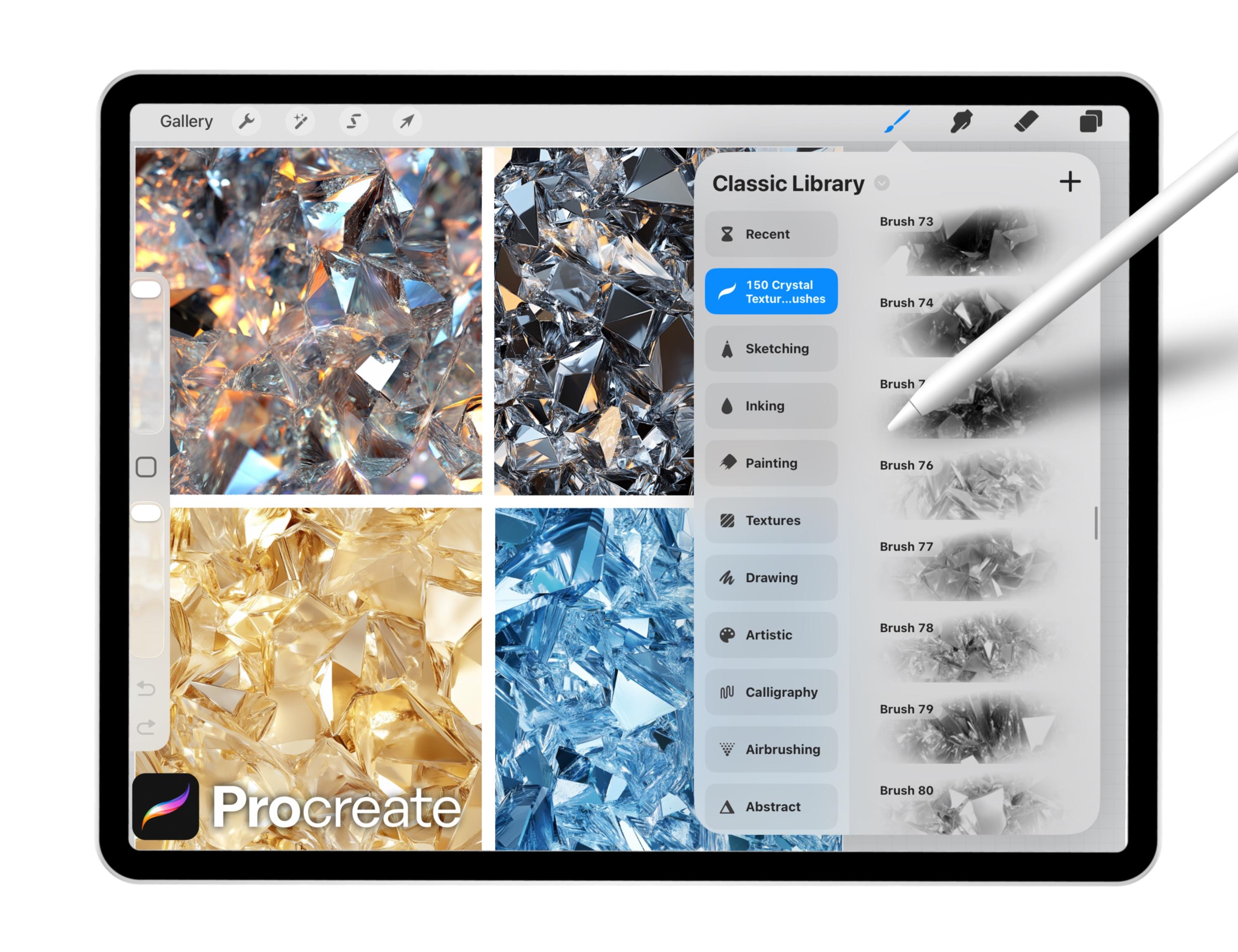 150 Crystal Texture Brushes for Procreate – Gemstone, Glass, Shard ...