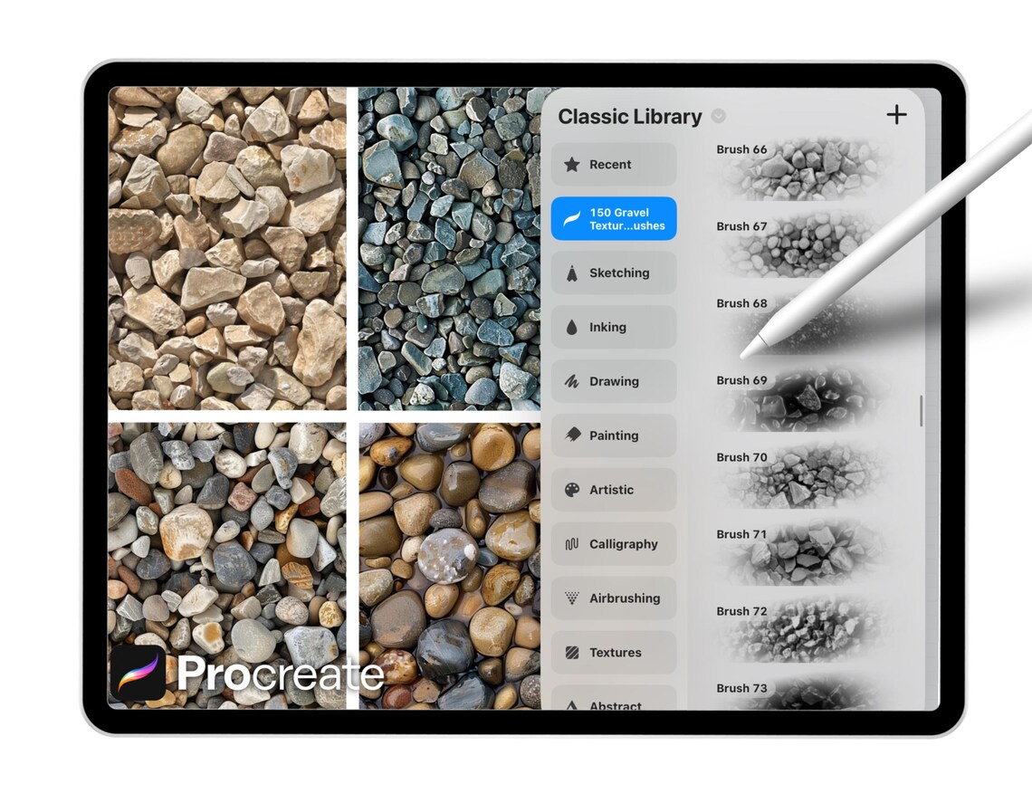 150 Gravel Texture Brushes for Procreate – Stone, Pebble, Dirt & Rough ...