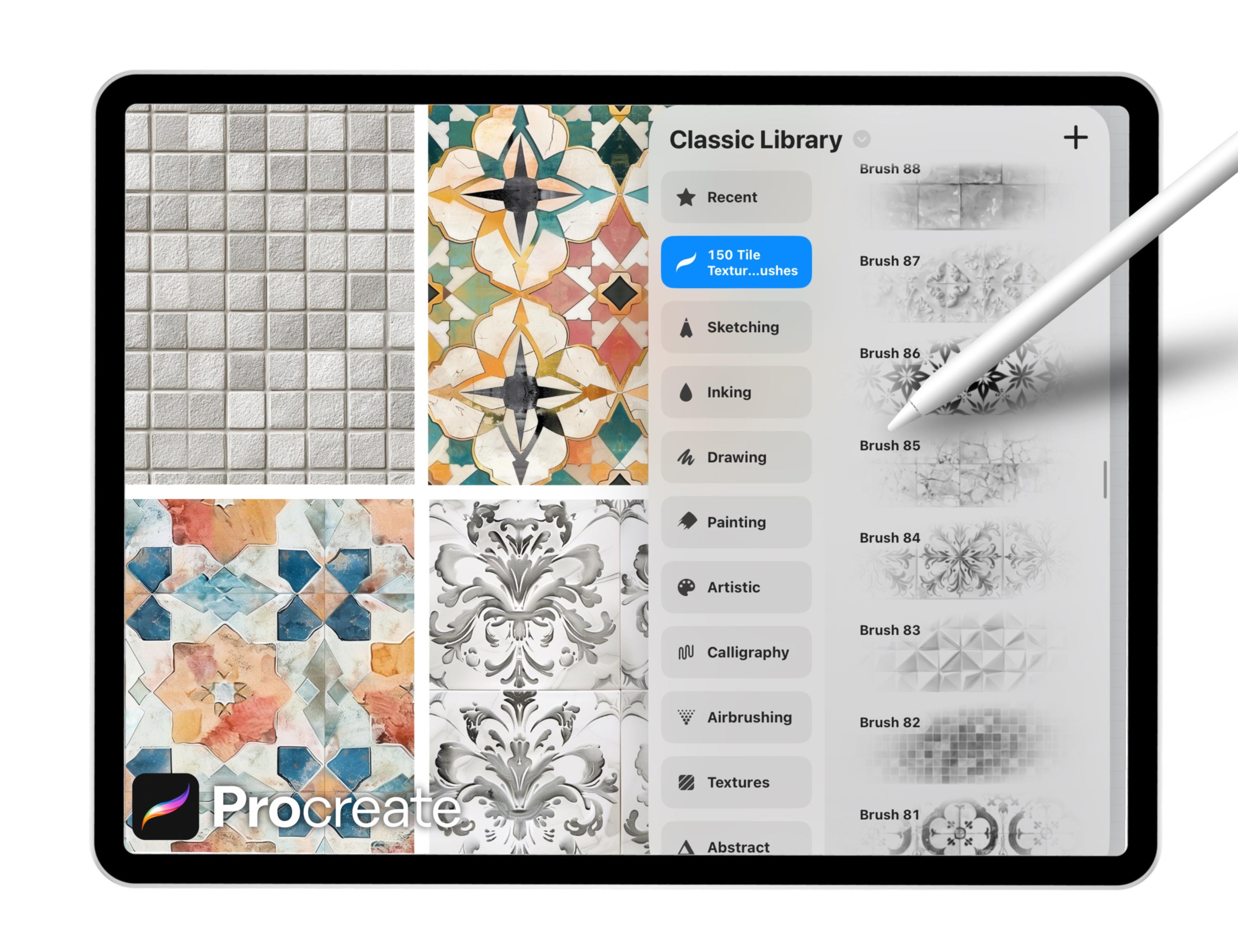 150 Tile Texture Brushes for Procreate – Ceramic, Mosaic, Pattern ...
